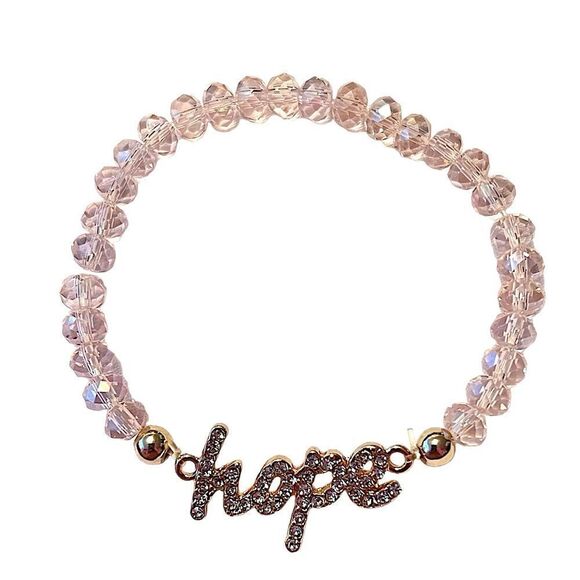 Glam & Glow Hope Pink Crystal And Rhinestone Stretch Bracelet NIB - Picture 3 of 4